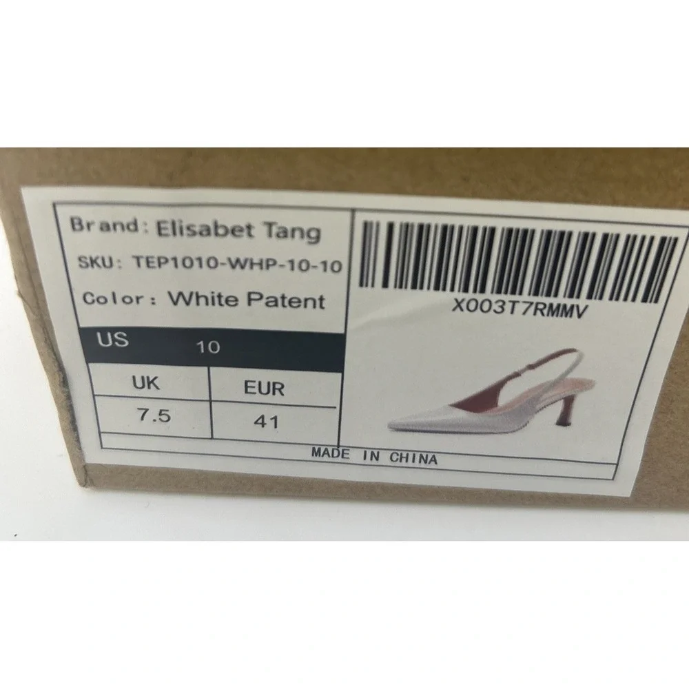 Elisabet Tang Women's Slingback Stiletto Pumps Pointed Closed Toe White Size 10